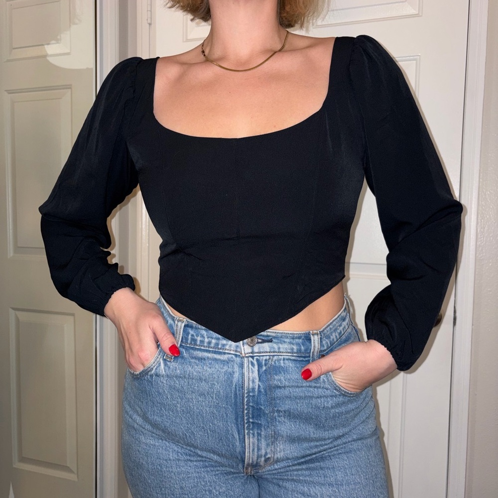 Abercrombie & Fitch Black Long Sleeve Blouse